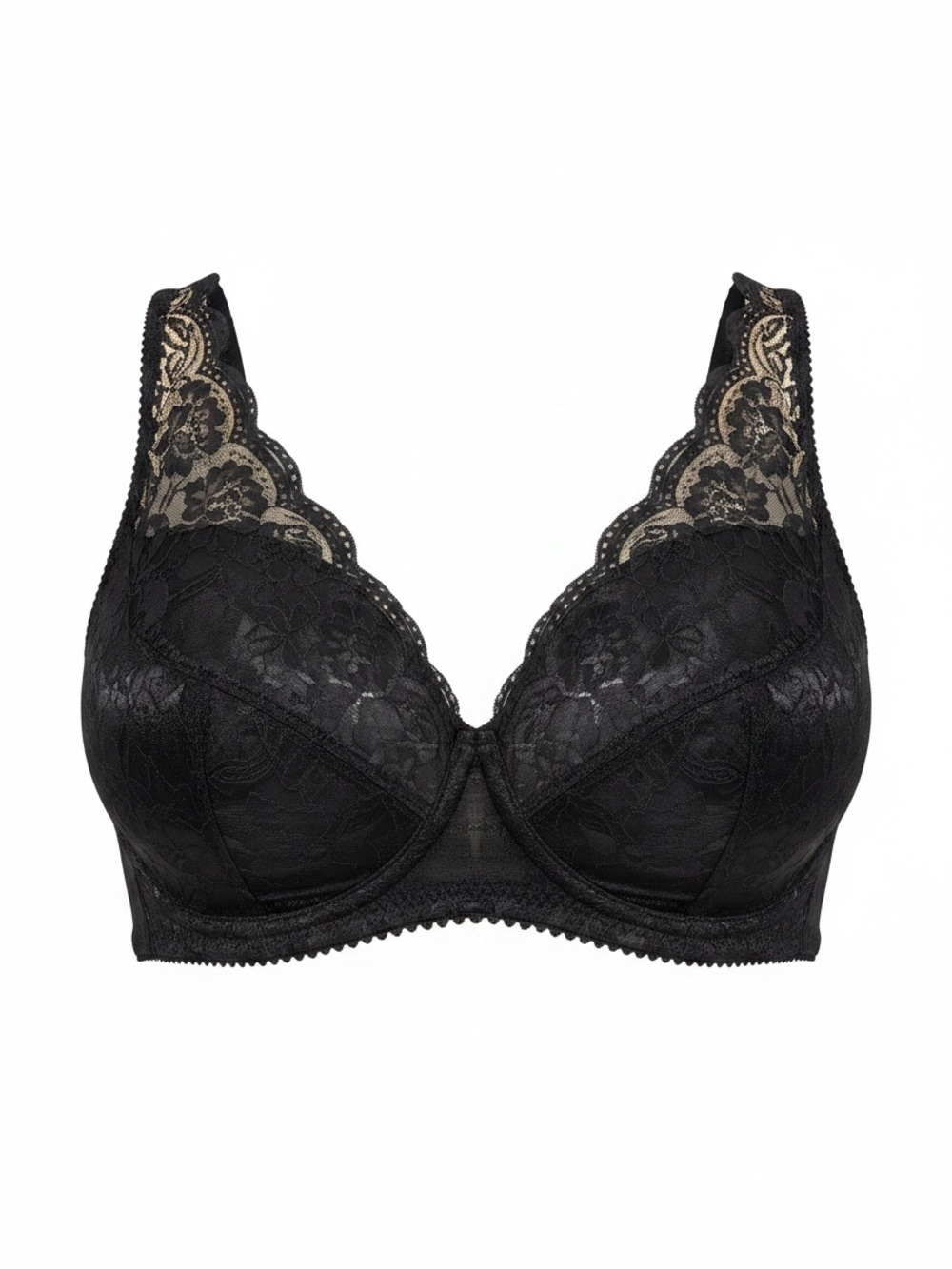 Rhonda Shear Black Lace Underwire Bra with Ivory Lace Accent - Picture 2 of 6